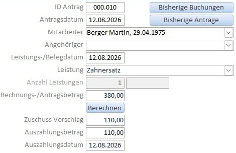 Antragserfassung in BR Kassa